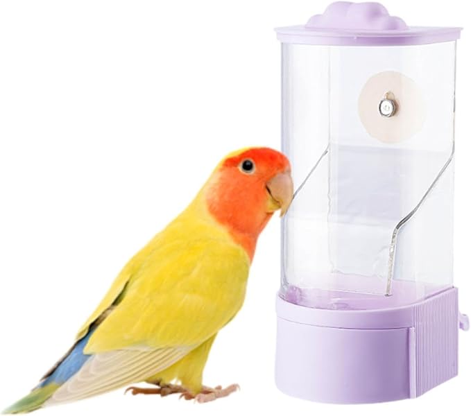 No Mess Bird Feeder,Cage Accessories,Automatic Parrot Feeder Food Container for Cockatiel Parakeet Lovebirds Budgerigar Finch, Purple