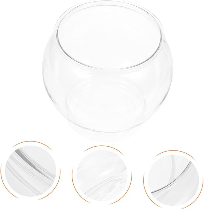 Generic Clear Plastic Fish Bowl Round Fish Tank Globe for Goldfish Tabletop Tank Decor 5.90 X 5.90 X 5.11 in Desktop Aquarium for Home Office Party Display