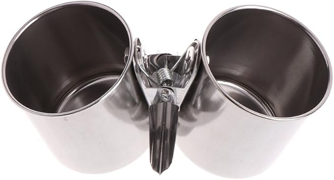Bird Cage,Birdcage Bird Water Feeder Dishes Food Bowl for Cage Coop Cups Clip on Perches Parrot Stainless Steel Birdcage Bowls with Clamp