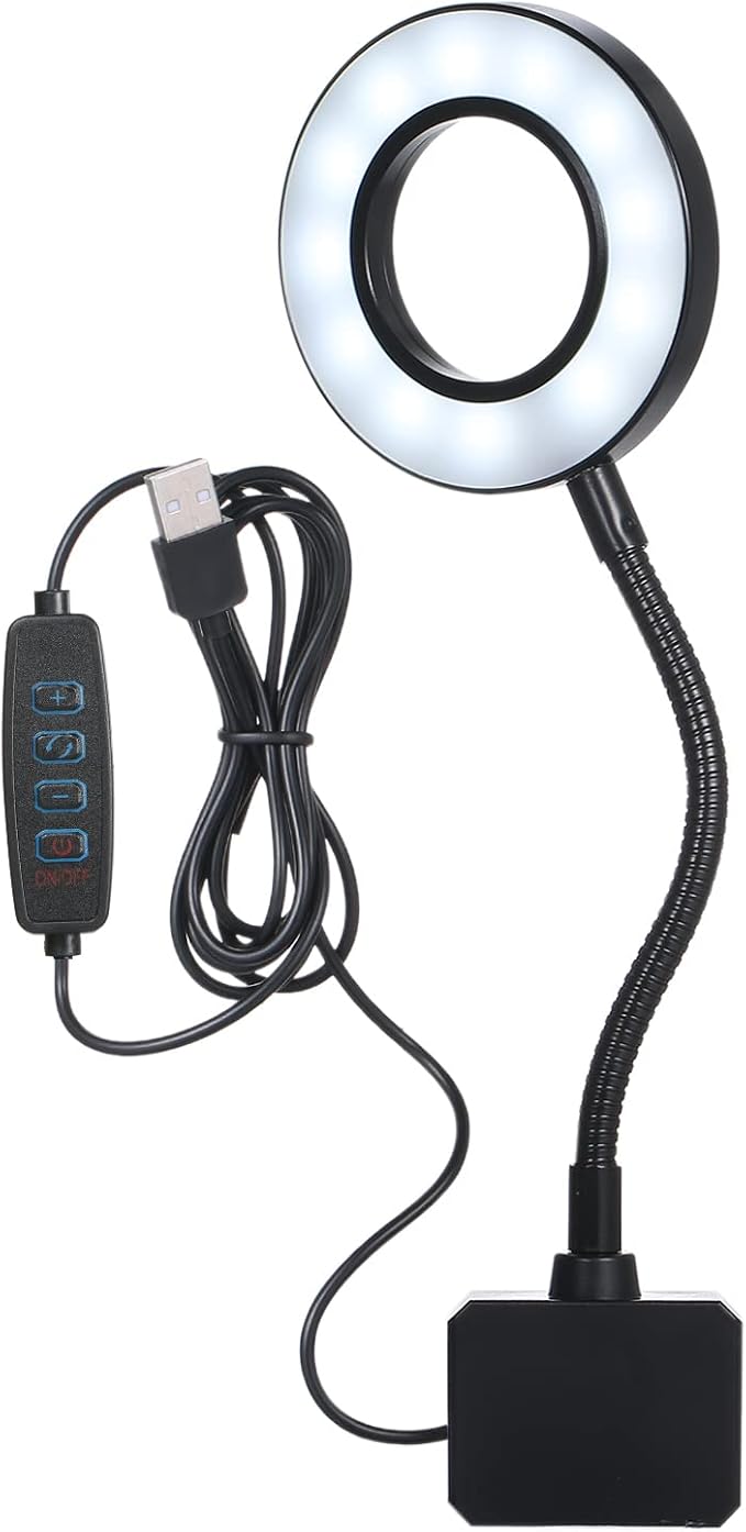 18 LED Aquarium Light with Clip on Flexible Gooseneck USB Powered Dimmable 3 Color Modes 10 Brightness Levels for Fish Tank Jar