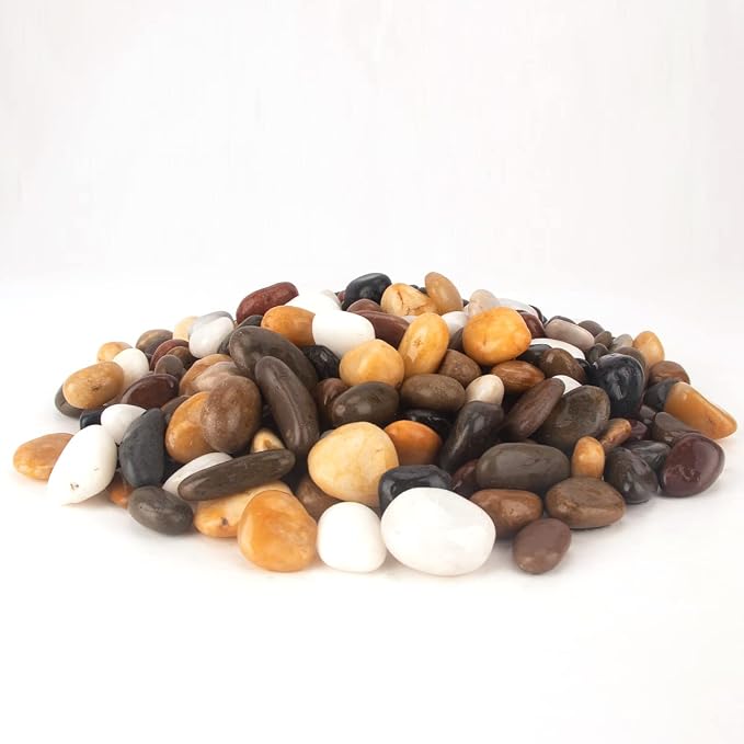 CFKJ [18 Pounds] Aquarium Gravel River Rock, Natural Polished Decorative Gravel,Garden Outdoor Ornamental River Pebbles Rocks, Polished Pebbles, Mixed Color Stones for Landscaping Vase Fillers (18.1)