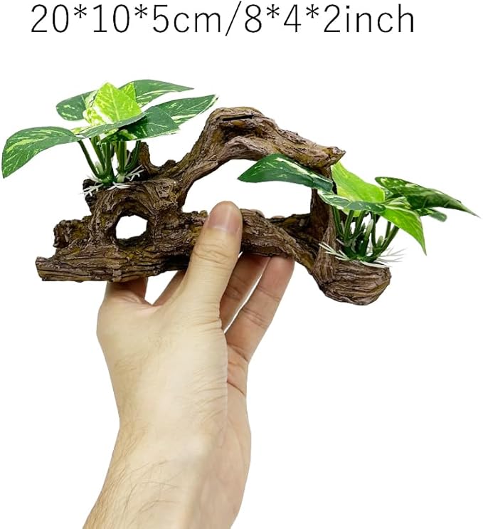 Fish Tank Decorations Aquarium Decor Ornaments Betta Silk Leaf pad Hammock Artifical Driftwood Cave Goldfish Bowl Accessories (Type-E)