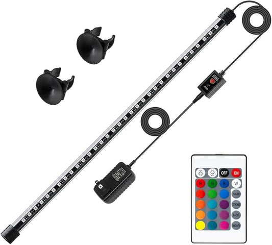 LED Aquarium Light with IP68 Waterproof and Memory Function Submersible Fish Tank Light with Remote and 16 Colors 23 Inches Brightness Adjustable Underwater Light Bar for Fish Tank Aquarium