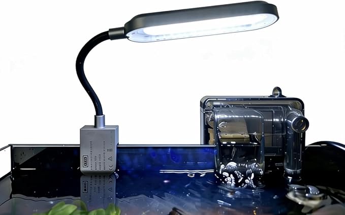 Slim Clip-On Aquarium Light 360° Adjustable LED Fish Tank Light for 1-5 Gallon Tanks, Enhances Fish Colors and Supports Low-Light Plants
