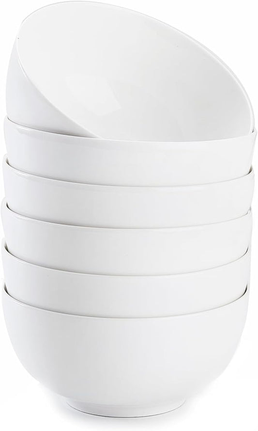 AntoKueh White 4.56" Small Cereal Bowls Set of 6, 12 Oz Porcelain Dessert Bowls for Ice Cream, Yogurt, Rice & Pudding, Microwave & Dishwasher Safe