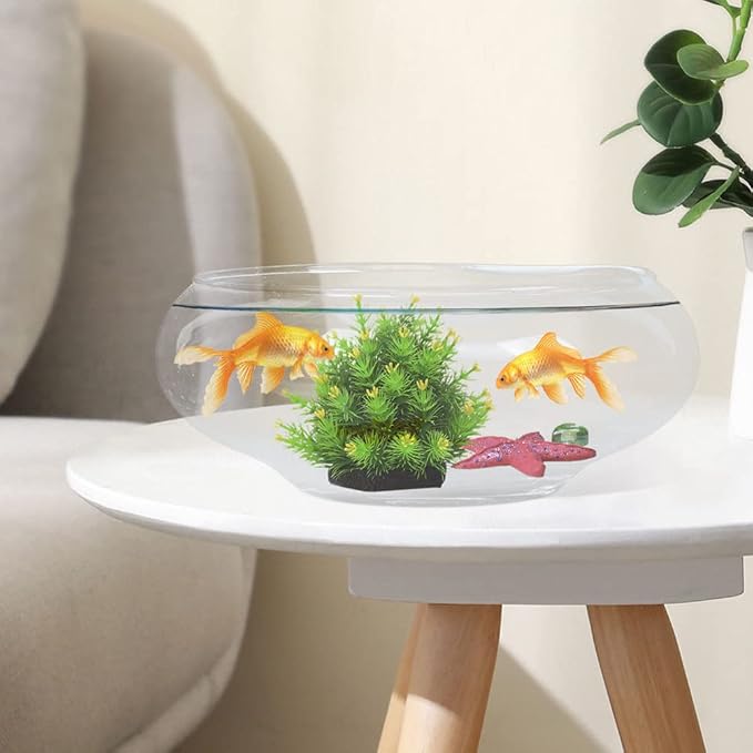 GANAZONO Glass Fish Bowl 9.84X9.84X3.93In Clear Desktop Aquarium Tank Hydroponic Plant Pot for Home Office Garden Wedding Decoration