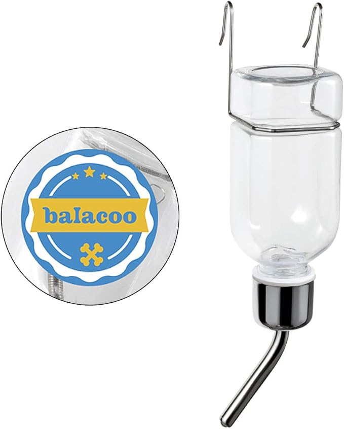Small Animal Water Bottle - No Drip Water Dispenser Gravity Hydration Fountain Drinking Feeder for Dog,Cat,Rabbit,Hamster Cage or Kennel Size S