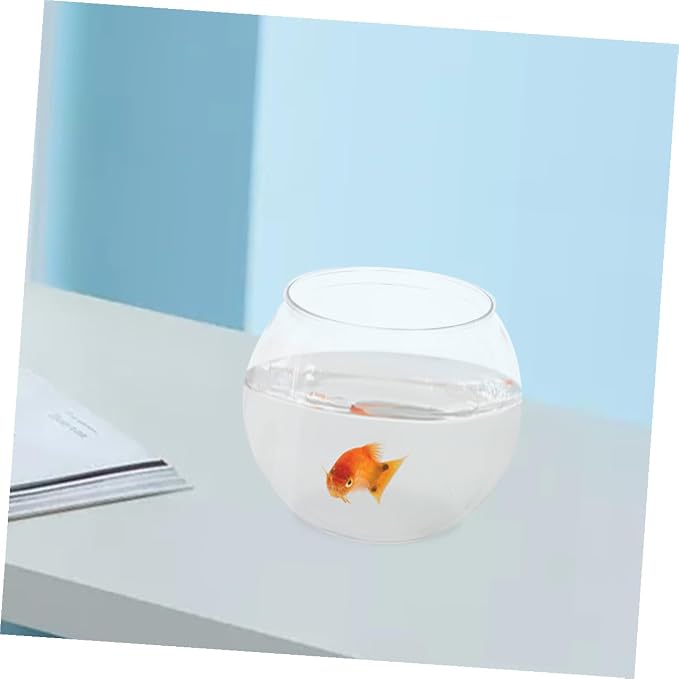 Generic Clear Plastic Fish Bowl Round Fish Tank Globe for Goldfish Tabletop Tank Decor 5.90 X 5.90 X 5.11 in Desktop Aquarium for Home Office Party Display