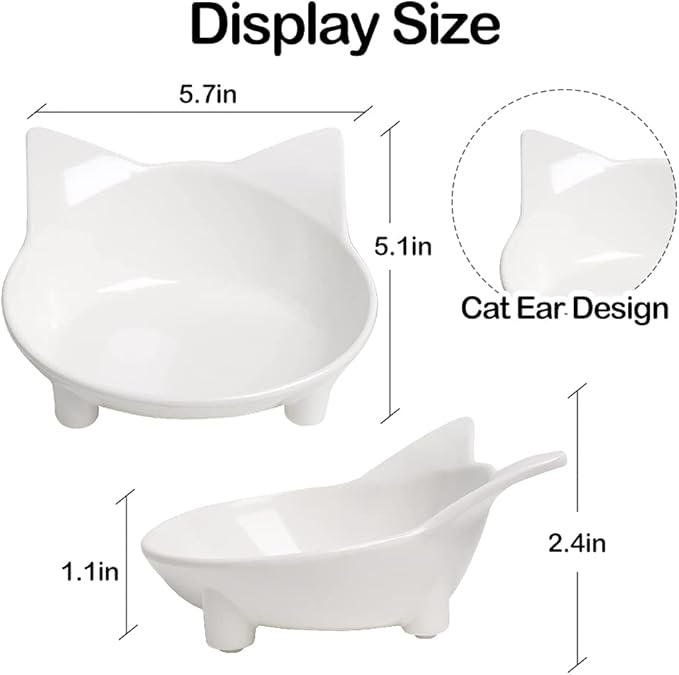 Skrtuan Non-Slip Cat Bowl with Shallow Design, Food-Grade Pet Dish for Whisker Fatigue Relief, Anti-Tip Dog & Cat Water Bowl for Dogs, Cats, Rabbits