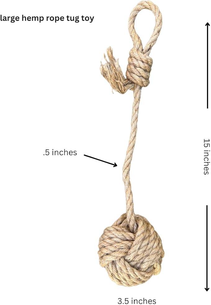 Hemp Rope Dog Tug Toy - Eco-Friendly Lasting Performance - Interactive & Entertaining Dog Gift - No Harmful Dyes or Chemicals, Perfect for Large Dogs, (Up to 50lbs +)