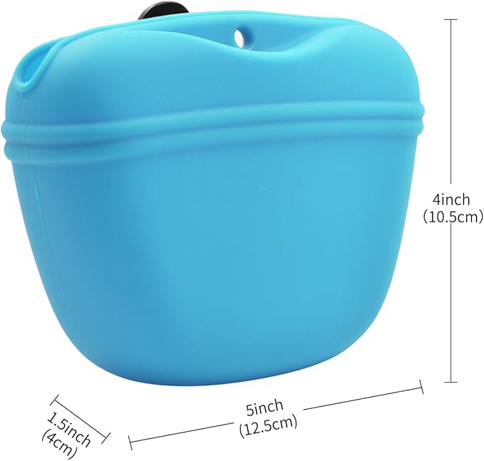 AUDWUD Silicone Dog Treat Pouch,With Dog Training Clicker,Clip on Portable Training Container,Convenient Magnetic Buckle Closing and Upgraded Waist Clip for Enhanced Stability