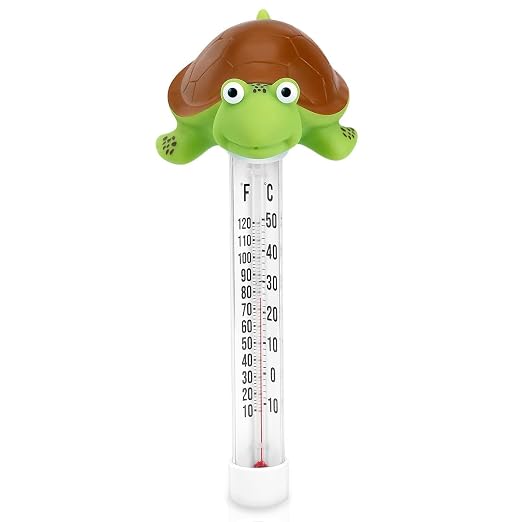 Floating Pool Thermometer, Large Display with String Easy to Read, Shatter Resistant, for Outdoor & Indoor Swimming Pools, Spas, Hot Tubs & Aquariums (Turtle)