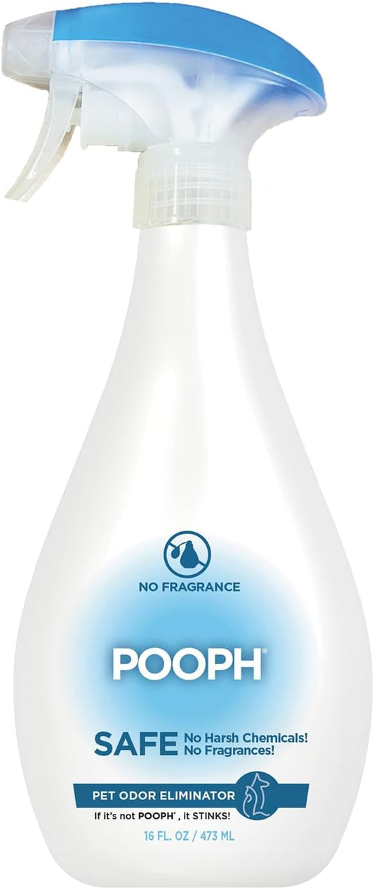 POOPH Pet Odor Eliminator Spray 16oz Fragrance Free Odor Remover for Dogs and Cats Urine Poop Pee Deodorizer for Carpet Furniture and Litter Box