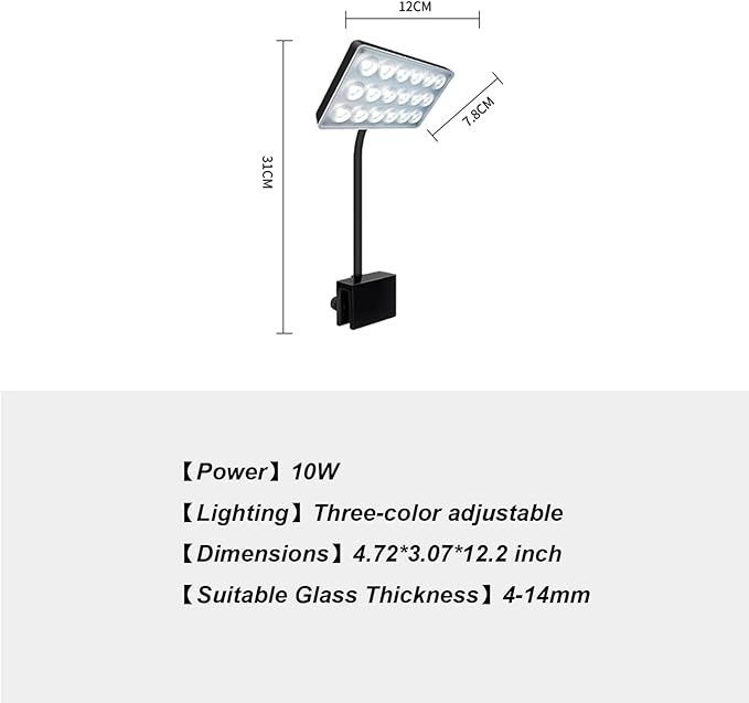 Vimvins Full Spectrum 10W Fish Tank Light Enhanced Edition LED Aquarium Light with Lens, 3 Adjustable Modes(Suitable for 7-16 Inch Tanks)