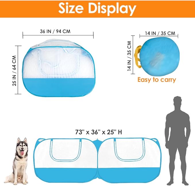 SlowTon Small Animals Playpen - Portable Chicken Coop Run Large Chick Brooder 73"x36"x25" with Detachable Bottom, Pop Up Pet Enclosure Cat Tent for Guinea Pig Bunny Puppy Indoor Outdoor (Flat Top)