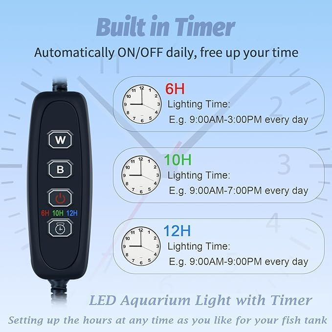 Submersible Aquarium Light for Fish Tank,Full Spectrum Fish Tank Light with Timer Auto On/Off, LED Aquarium Light Bar 3 Lighting Modes Dimmer Adjustable Brightness,23.2inch (with timer&dimmer)