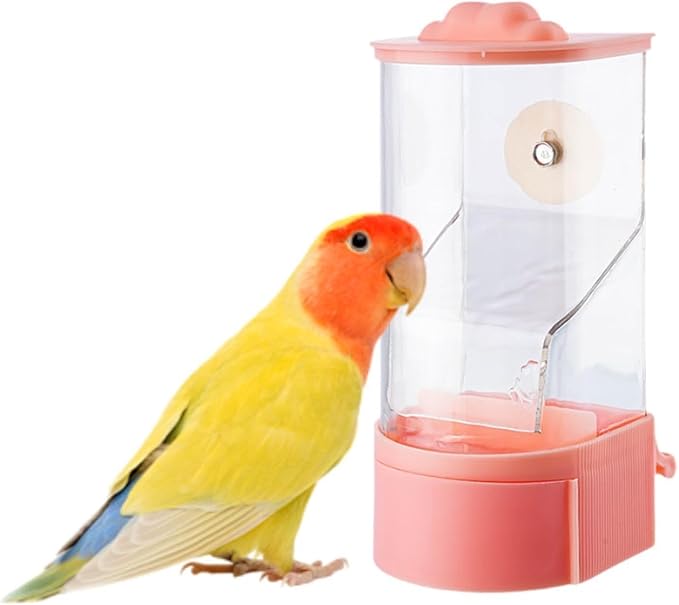 No Mess Bird Feeder Hanging Feeding Station Anti Splashing Parrot Foraging Feeder Food Container for Cockatiel Budgies Canary Pink(Pink)