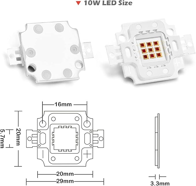CHANZON High Power Led Chip 10W Far Red Plant Grow Light 730nm | (900mA / DC 5V - 6V / 10 Watt) SMD COB Emitter Diode Components Bead for DIY Growing Lamps