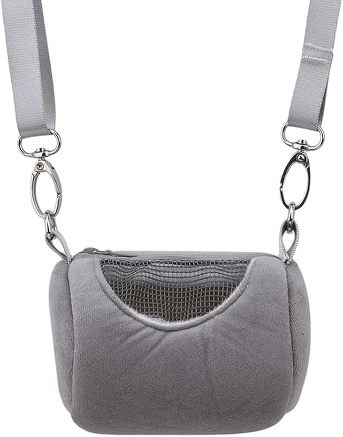 Hamster Carrier Bag with Breathable Window Portable Small Pet Carriers Soft-Sided Hands-Free Shoulder Strap Hamster Bag for Short Distance Travel Outdoor Check-Up Dwarf Hamsters Rats Mice