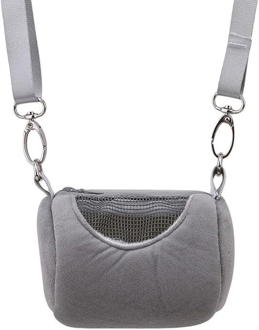 Hamster Carrier Bag with Breathable Window Portable Small Pet Carriers Soft-Sided Hands-Free Shoulder Strap Hamster Bag for Short Distance Travel Outdoor Check-Up Dwarf Hamsters Rats Mice