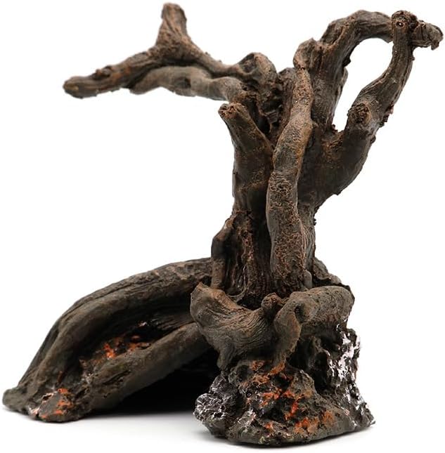 Aquarium Driftwood Tree Root Decoration, Fish Tank Landscaping, Brown, Aquarium Ornaments, 4.33x4.52x1.96 inches