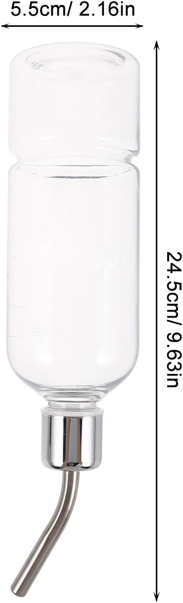 Baluue Small Animal Water Bottle 350ml Stainless Steel – No-Drip Leak-Proof Automatic Dispenser – for Wire Cages for Guinea Pigs Hamsters Rabbits Ferrets
