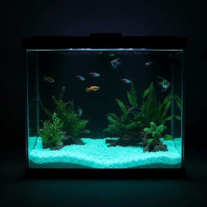 Shiny Stone Glow in The Dark Aquarium Gravel Sand, Blue Green, 3-5mm | Neon, Decorative Rocks for Fish Tank, Fairy Garden, 305g/0.67lbs