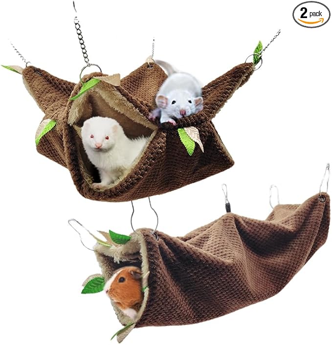 EAEDMY Ferret Rat Hammock Tunnel Toys Cage Accessories, Guinea Pig Hideout Tunnel, Warm Bed for Rat Ferret Guinea Pig Sleep Hide and Play (1.Hammock&Tunnel)