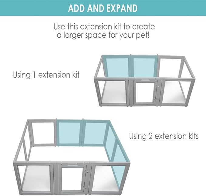 Front Row Clear Plastic Dog Playpen - 6-Panel, 30-inch Height, Durable Indoor/Outdoor Pet Fence, Easy Assembly, Foldable, Small to Medium Dogs and Puppies (Ash Gray, 30", 2)
