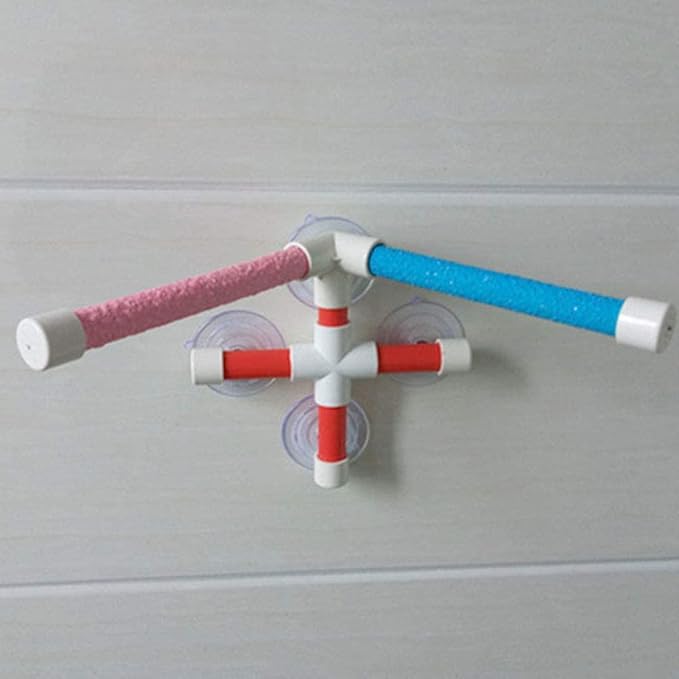 Litewoo Bird Shower Perch with Suction Cup Parrot Window Wall Stand Bath Toys (2 Sticks)