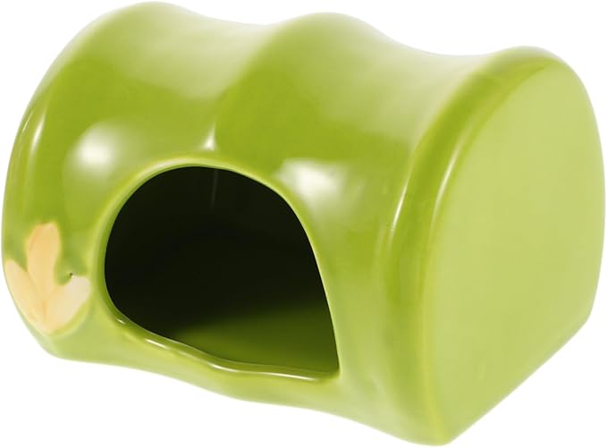 Toyvian Ceramic Hamster Habitat: Bamboo Shaped Hideout Small Animals Hideaway House Cool Bed for Mice Gerbils Small Pet Mouse Mice Rat Summer Hut