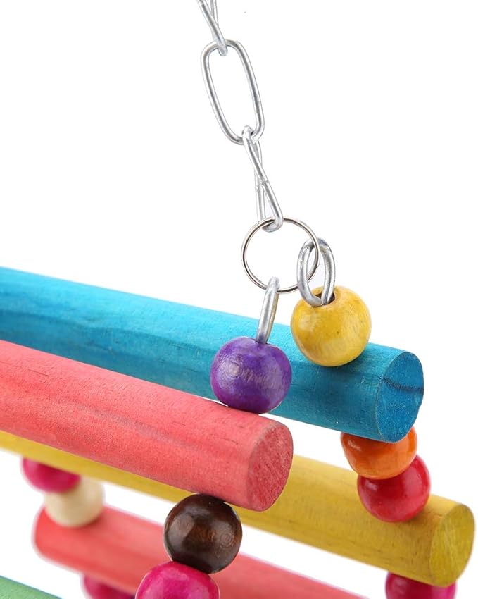 Parrot Swing, Bird Parakeets Wooden Toys Foraging Wall Hanging Standing Toy Climbing Hammock Swing Colorful Chewing Ladder Bird Cages Perch Accessories Lovebirds Finch Budgerigars Cockatiel Mynah