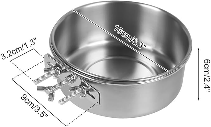 Bird Feeding Dish Cups,Stainless Steel Birdcage Coop Water Feeder with Clamp Holder for Birds,Parrots,Cockatiel,Parakeet,Macaw,Finches, Lovebirds,Small Animals