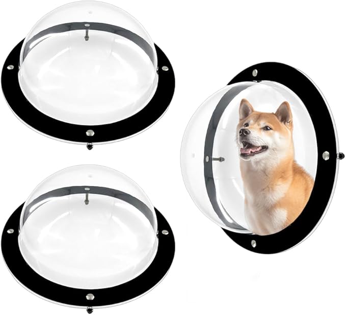 2 Pack Dog Fence Window, 12.4 Inch Clear Pet Dome, Transparent Plastic Pet Peek Window for Playground, Doggie Fence Domes, Supplies for Dog Cat Horse, 12.4 x 4.9 Inch (Clear)