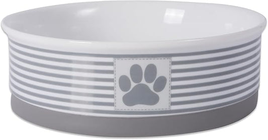 Bone Dry Paw & Patch Ceramic Pet Collection, Large Bowl, 7.5x2.4", Gray