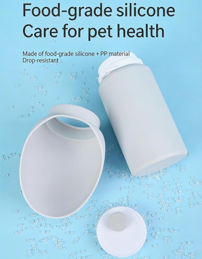 BlueDreamer Portable Dog Water Bottle, Collapsible Pet Water Dispenser with Wide Mouth Design, Leak Proof, Gray, 18.6 oz