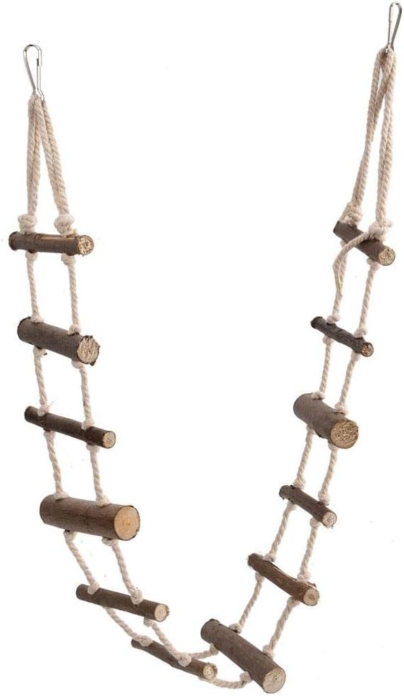 Pet Hamster Climbing Ladder, Parrot Nature Wood Long Climbing Ladders Squirrel Suspension Rope Bridge for Squirrel Hamster Totoro Sugar Gliders
