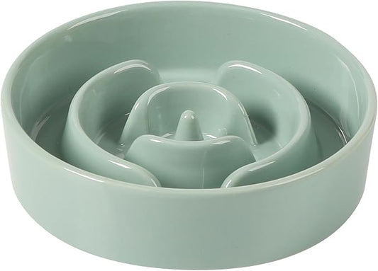 Havniva Ceramic 0.9 Cup Dog Bowl Slow Feeder for Small Dog, 6.1inch Pet Puzzle Slow Feeder, Stop Bloat, Preventing Choking(1 Bowl-Light Green)