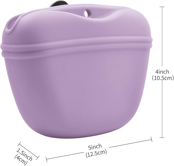 AUDWUD Silicone Dog Treat Pouch,With Dog Training Clicker,Clip on Portable Training Container,Convenient Magnetic Buckle Closing and Upgraded Waist Clip for Enhanced Stability