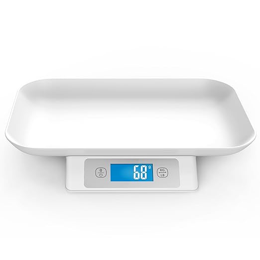 Digital Pet Scale for Puppy and Cats, Puppy Whelping Supplies Scale, Weigh Capacity 33 lbs (±0.03oz), Removable Tray Size 13.4 x 9.5 Inch, A Pet Scale for Adult Cats and Small Animals (Grey)