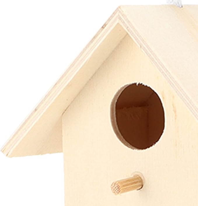 Wooden Bird House,Bird Nests Box DIY Painting Wild Bird House Wooden Bird House Kit for Bird (Double Layer Two Hole)