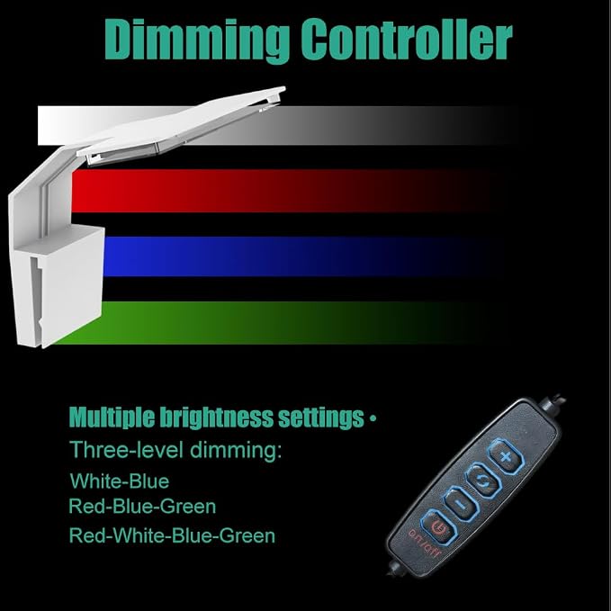 Clip-on Aquarium Light,Full Spectrum LED Fish Tank Plant Light with 4 Colors Dimming for Up to 0.7cm Thickness Tank