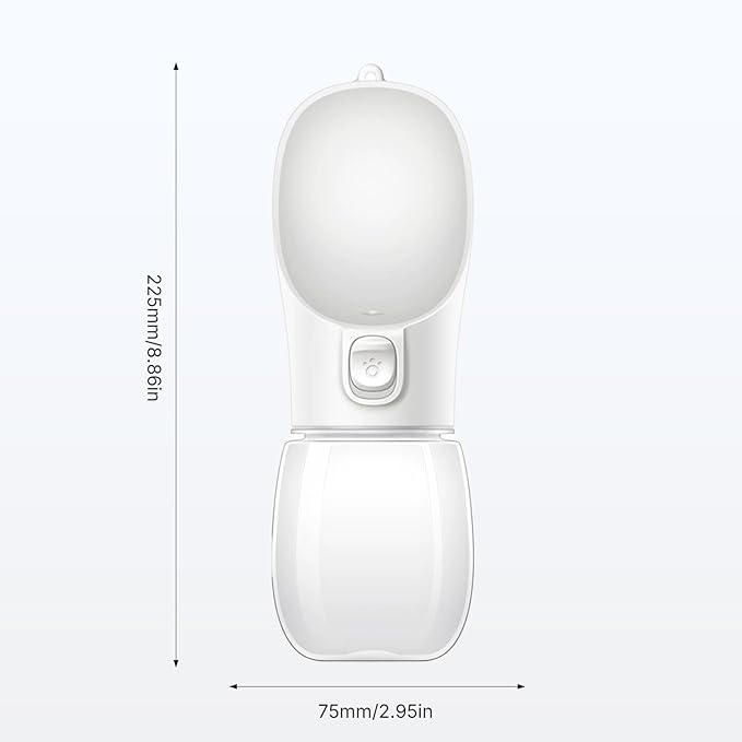 Portable Dog Water Bottle, Foldable Pet Water Dispenser with Drinking Trough, Leak-Resistant Travel Bottle, White, Ideal for Walking, Hiking & Outdoor Travel, 350ml White