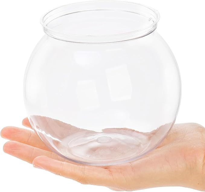 Okllen 6 Pack Mini Fish Bowl, 26 Oz Plastic Ivy Bowls, Unbreakable Bubble Ball Vases for Party Decor, Carnival Games, Candy, Table Centerpiece, BPA Free, Clear