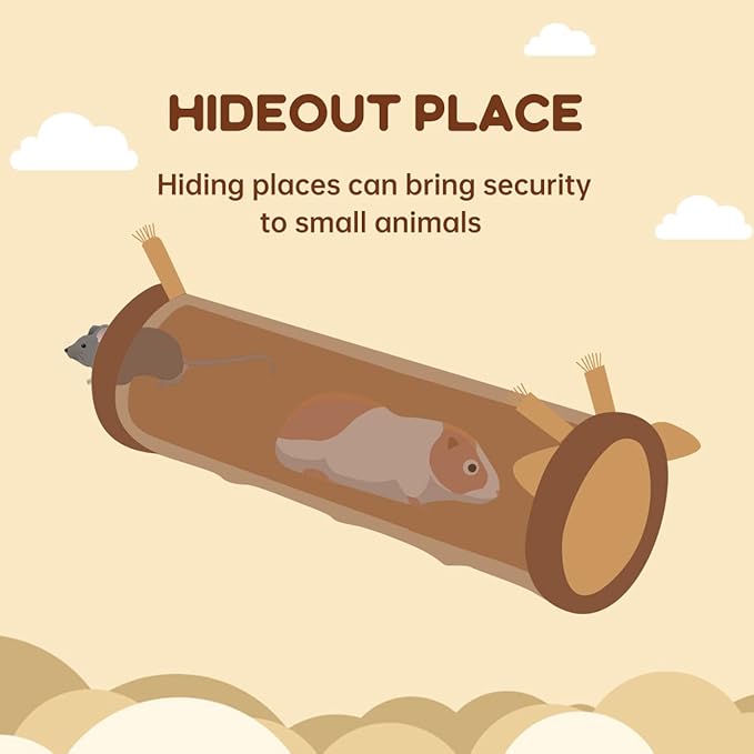 Bunny Guinea Pig Hideout Collapsible, Rat Ferret Tube Hideway, Small Animal Tunnel Toy Cage Accessories for Hedgehog Chinchillas Rabbit