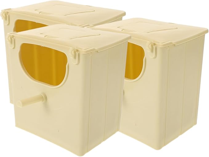 Balacoo 3 Pcs Plastic Bird Nest Box, Bird Breeding Box with Hooks for Birdcage Hanging - Squirrel Nesting House for Finch, Parrot, Budgie, Parakeets Cockatiels (Double Holes at The Front and Back)