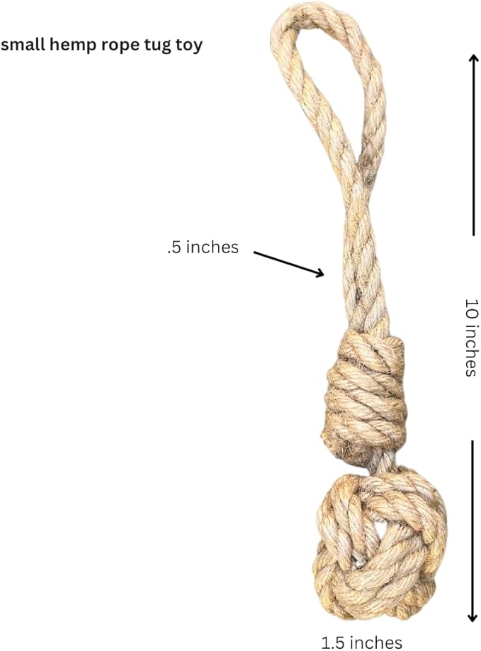 Hemp Rope Dog Tug Toy - Eco-Friendly with Long-Lasting Performance - Interactive & Entertaining Gift - Perfect for Small Dogs, (Up to 25lbs)