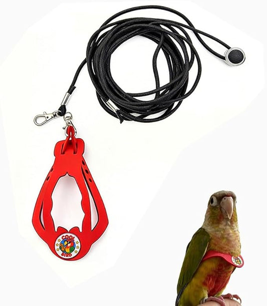 Adjustable Bird Harness & Leash Set for Small Birds,FitsBudgie,Parakeets, Conures, Cockatiels,Green Cheek,Quaker Parrots(Red, S) Z6350-2