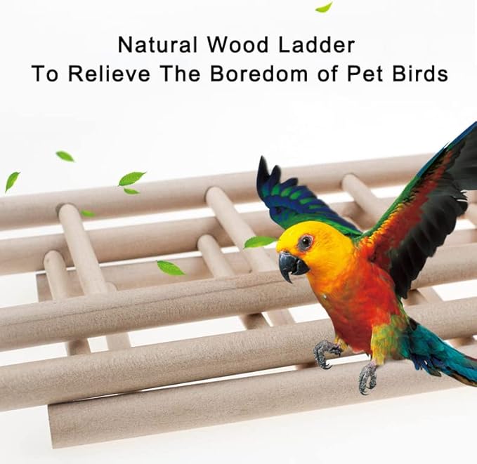 JOPE 3 Sizes Wooden Bird Ladder for Cage, Bird Parrot Step Ladders Toys, Cage Hanging Pet Cage Ladders Climbing Ladder for Parakeets, Parrots, Cockatoo, Lovebirds
