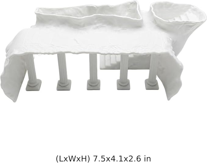 Roman Column Fish Tank Decoration, White Resin Aquarium Ornament, Realistic Ancient Castle Design, Multiple Entry Points, Safe Cave Hideout for Fish